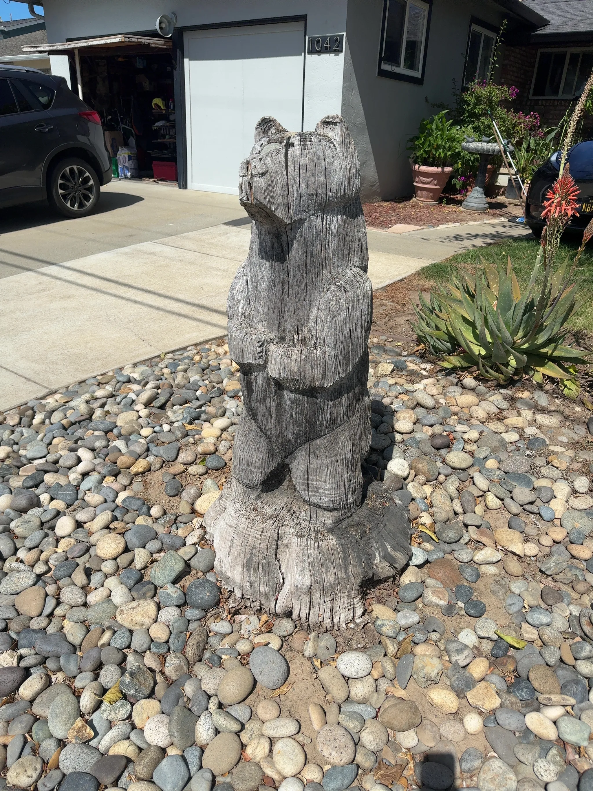 Carved Wooden Bear Sculpture